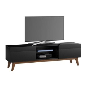 Rack para Sala Retrô Preto 2 Gavetas 180cm - Imcal Móveis