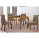 Ver imagem 1 de Sala Jantar Mesa Londrina Tampo Curvo 120cm+4 Cadeiras Dafne Madeira Naturale - Capuccino/suede