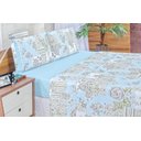 Ver imagem 2 de Jogo de Lençol Cama Casal 4 Peças 100% Algodão Percal 180 fios Babadinho:Azul Floral