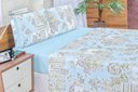 Ver imagem 2 de Jogo de Lençol Cama Casal 4 Peças 100% Algodão Percal 180 fios Babadinho:Azul Floral