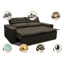 Ver imagem 3 de Sofá Retrátil e Reclinável Cama Inbox Slim 1,50M Tecido Suede Velusoft Café