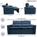 Ver imagem 2 de Sofá Retrátil e Reclinável Cama Inbox Slim 1,50M Tecido Suede Velusoft Azul