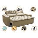 Ver imagem 3 de Sofá Retrátil e Reclinável Cama Inbox Slim 1,50M Tecido Suede Velusoft Bege