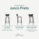 Ver imagem 3 de Kit 2 Banquetas para Balcão Cozinha Gourmet Junco Preto Bancada Ilha Banco 60cm Itagold