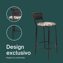 Ver imagem 4 de Kit 2 Banquetas para Balcão Cozinha Gourmet Junco Preto Bancada Ilha Banco 60cm Itagold