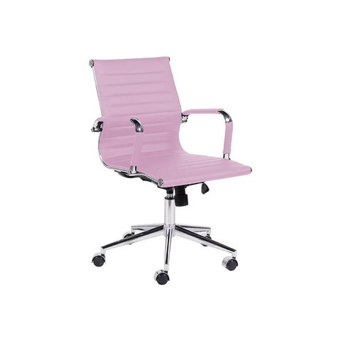 Cadeira para Escritório Esteirinha Diretor Rosa em Couro Sintético Base Giratória Cromada Marca - Be