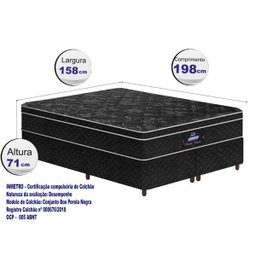 Cama Box Casal Gazin (Colchão + ) Gazin Mola Pérola Negra (Molas Ensacada) Preto 158x198x71 - 2