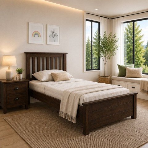 Cama de Solteiro de Madeira Maciça Ecoconfort