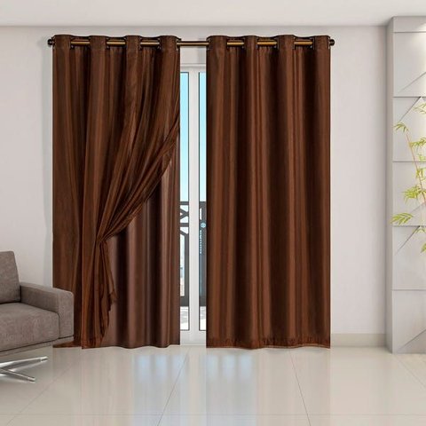 Cortina Blackout Pvc com Tecido Voil 2,80 M X 2,30 M Tabaco