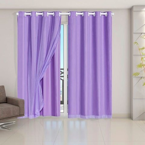Cortina Blackout Pvc com Tecido Voil 2,80 M X 2,30 M Lilás