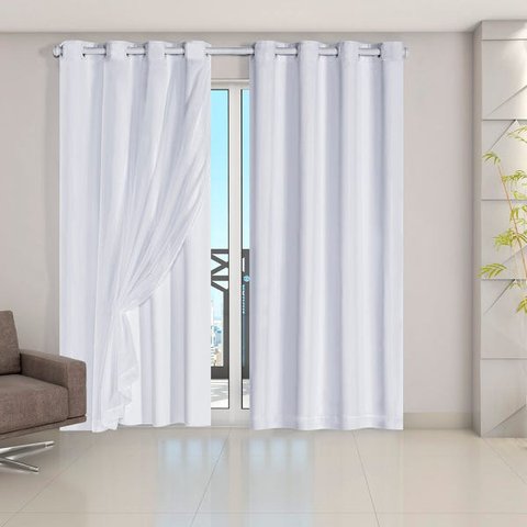 Cortina Blackout Pvc com Tecido Voil 2,80 M X 2,30 M Branco