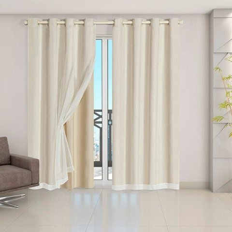 Cortina Blackout Pvc com Tecido Voil 2,80 M X 2,30 M Bege