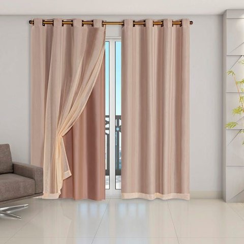 Cortina Blackout Pvc com Tecido Voil 2,80 M X 2,30 M Avelã