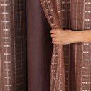 Ver imagem 1 de Cortina Blackout Pvc com Tecido Voil Xadrez 2,80 M X 1,60 M Tabaco