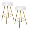 Kit 02 Banqueta Alta Laisa Dourado Corino Branco - 1