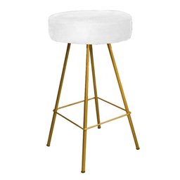 Kit 02 Banqueta Alta Laisa Dourado Corino Branco - 2