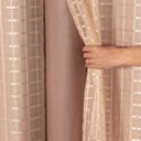 Ver imagem 1 de Cortina Blackout PVC com Tecido Voil xadrez 2,80 M x 2,30 M Avelã
