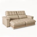 Ver imagem 1 de Sofá 5 Lugares 2,90m Retrátil e Reclinável Turim Molas Ensacadas Bom Pastor Linho Bege