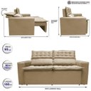 Ver imagem 3 de Sofá 3 Lugares Retrátil e Reclinável Cama Inbox Slim 1,80M Velusoft Bege