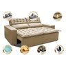 Sofá 3 Lugares Retrátil e Reclinável Cama Inbox Slim 1,80M Velusoft Bege - 4