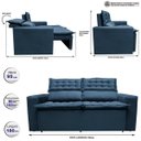 Ver imagem 3 de Sofá 3 Lugares Retrátil e Reclinável Cama Inbox Slim 1,80M Velusoft Azul