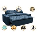 Ver imagem 4 de Sofá 3 Lugares Retrátil e Reclinável Cama Inbox Slim 1,80M Velusoft Azul