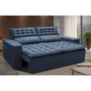 Ver imagem 1 de Sofá 3 Lugares Retrátil e Reclinável Cama Inbox Slim 1,80M Velusoft Azul