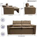 Ver imagem 3 de Sofá 3 Lugares Retrátil e Reclinável Cama Inbox Slim 1,80M Velusoft Castor