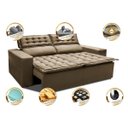 Ver imagem 4 de Sofá 3 Lugares Retrátil e Reclinável Cama Inbox Slim 1,80M Velusoft Castor