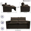 Ver imagem 3 de Sofá 3 Lugares Retrátil e Reclinável Cama Inbox Slim 1,80M Velusoft Café
