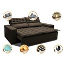 Ver imagem 4 de Sofá 3 Lugares Retrátil e Reclinável Cama Inbox Slim 1,80M Velusoft Café