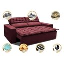 Ver imagem 4 de Sofá 3 Lugares Retrátil e Reclinável Cama Inbox Slim 1,80M Velusoft Vinho