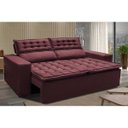 Ver imagem 1 de Sofá 3 Lugares Retrátil e Reclinável Cama Inbox Slim 1,80M Velusoft Vinho