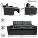 Ver imagem 3 de Sofá 3 Lugares Retrátil e Reclinável Cama Inbox Slim 1,80M Velusoft Cinza