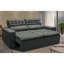 Ver imagem 1 de Sofá 3 Lugares Retrátil e Reclinável Cama Inbox Slim 1,80M Velusoft Cinza