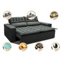 Ver imagem 4 de Sofá 3 Lugares Retrátil e Reclinável Cama Inbox Slim 1,80M Velusoft Cinza