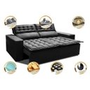 Ver imagem 4 de Sofá 3 Lugares Retrátil e Reclinável Cama Inbox Slim 1,80M Velusoft Preto