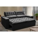Ver imagem 1 de Sofá 3 Lugares Retrátil e Reclinável Cama Inbox Slim 1,80M Velusoft Preto