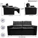 Ver imagem 3 de Sofá 3 Lugares Retrátil e Reclinável Cama Inbox Slim 1,80M Velusoft Preto