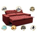 Ver imagem 4 de Sofá 3 Lugares Retrátil e Reclinável Cama Inbox Slim 1,80M Velusoft Vermelho