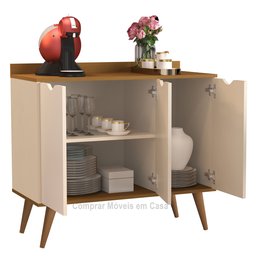 Aparador 3 Portas Buffet 4400 Pés Palito Madeira Perola / Nature - Comprar Moveis em Casa - 4