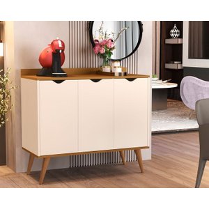Aparador 3 Portas Buffet 4400 Pés Palito Madeira Perola / Nature - Comprar Moveis em Casa