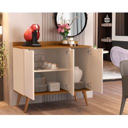 Aparador 3 Portas Buffet 4400 Pés Palito Madeira Perola / Nature - Comprar Moveis em Casa - 2