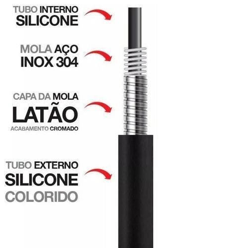 Torneira Cozinha ABS 1/4 Bancada Flexível Cromado Preta - 3