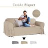 Capa para Sofá de 2 Lug em Piquet Resistente Decorativa - Bege - 1