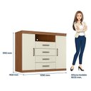 Ver imagem 6 de Guarda Roupa Casal Toledo 6 Portas com Espelho e Cômoda Havana Jatobá Areia - Santos Andirá
