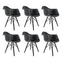 Ver imagem 2 de Conjunto 6 Cadeiras Eames com Braço Preta Pés em Polipropileno