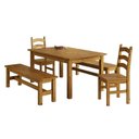 Ver imagem 2 de Conjunto Mesa 160cm 2 Cadeiras e 2 Bancos Área Gourmet Madeira Maciça Ventimiglia Yescasa Marrom/Nogueira