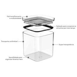 Kit 3 Potes Herméticos Vidro 3,5l 2,3l 1l Porta Mantimentos Alimentos Block ou - 3