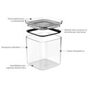 Ver imagem 3 de Kit 3 Potes Herméticos Vidro 3,5l 2,3l 1l Porta Mantimentos Alimentos Block ou